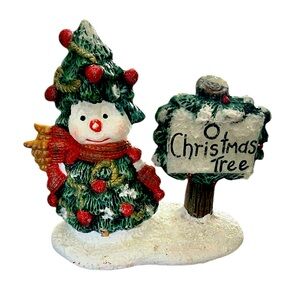 Vintage hand painted and artist signed “O Christmas Tree” holiday snowman decor